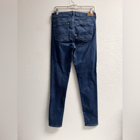 American Eagle Hi Rise Jeggings Dark Blue Wash Jeans Womans 8 Long - Picture 2 of 6